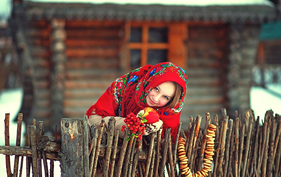 Sexy girl Women in Slavic costumes in Seoul